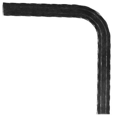 Handlaufkrümmer S235JR, 40x8mm, gehämmert mit 2...