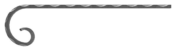 Handlaufanfänger S235JR, 40x8mm, gehämmert mit 2 Rillen, gerollt, passend zu 2001