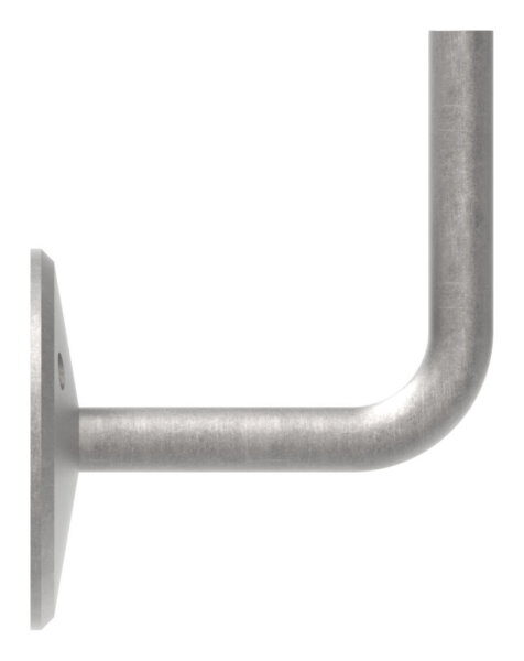 Handlaufträger mit Ronde gewölbt, 70x5mm mit Fase, zum Anschweißen des Handlaufs, Bügel  12mm, WandabstandØ 79mm, Befestigungslöcher 6mm
