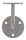 Handlaufträger mit Ronde flach, 70x4mm, 3 Löcher 7mm, Bügel  12mm, mit Handlaufanschlussplatte für Rohr 42,4mm, Wandabstand 79mm