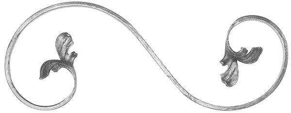 Leichtbarock-Element 12x5mm, glatt, H: 300mm, B: 120mm, RE