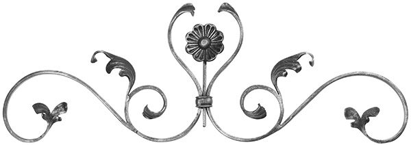 Leichtbarock Zieraufsatz 12x5mm, glatt, H: 210mm, B: 600mm