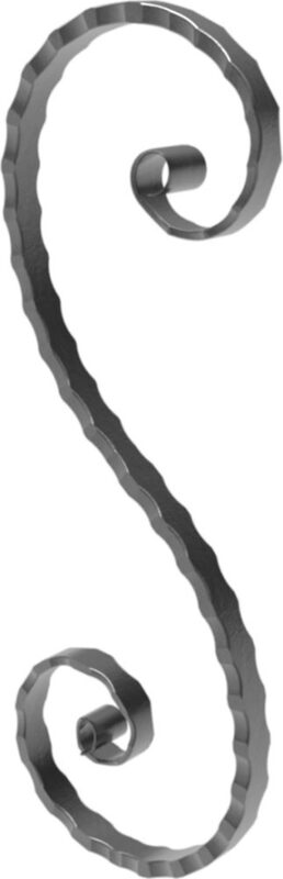 Meisterbarock S-Schnörkel 16x8mm, gehämmert, H: 390mm, B: 140mm, RE