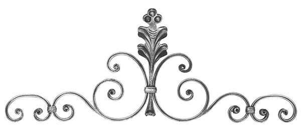 Schwerbarock Zieraufsatz 16x8mm, gerillt, H: 310mm, B: 770mm