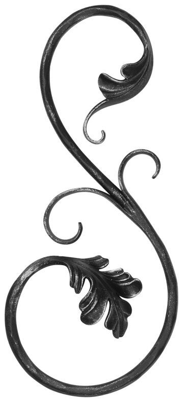 Ländliches Barock Element 10mm, gehämmert, H: 330mm, B: 150mm, RE