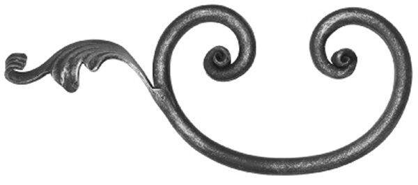 Barock C-Schnecke 12mm, glatt, Höhe 110mm, Breite 270mm, mit Blatt rechts