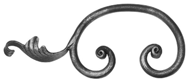 Barock C-Schnecke 12mm, glatt, Höhe 110mm, Breite 270mm, mit Blatt links