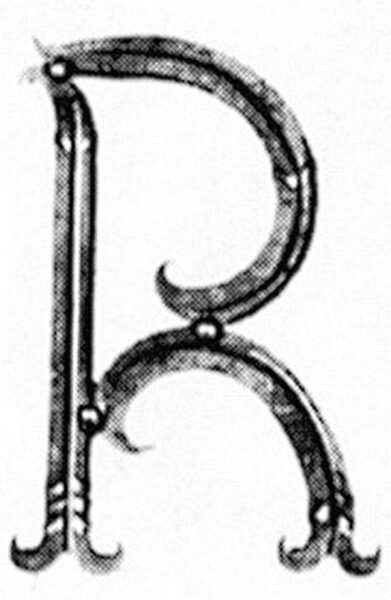 Buchstabe groß 12x5mm, Höhe 180mm, Breite 100mm