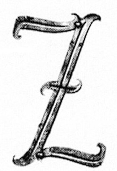 Buchstabe groß 12x5mm, Höhe 180mm, Breite 100mm