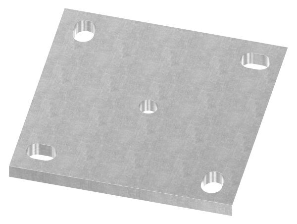 Ankerplatte 150x150x10mm, 4x Langloch 14x20mm, 1 Mittelbohrung Ø 12,5mm, S235JR