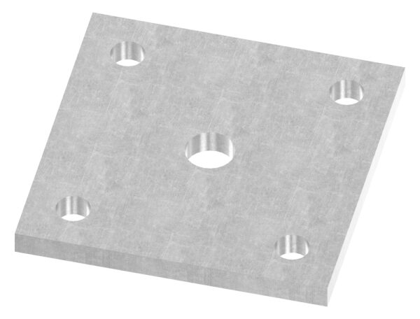 Ankerplatte 100x100x8mm, 4 Befestigungsbohrungen Ø 11mm, 1 Bohrung 15,8mm, S235JR