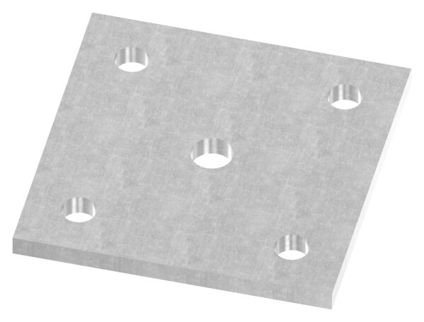 Ankerplatte 120x120x8mm, 4 Befestigungsbohrungen Ø 13mm, 1 Mittelbohrung Ø 15,8mm, S235JR