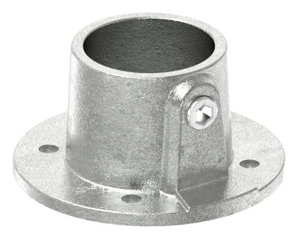 Wandhalter mit 4 Befestigungsbohrungen, für Rohr Ø 60,3mm, Lochkreis 95mm, LochØ 9mm, Temperguss, feuer- und nachträglich elektroverzinkt