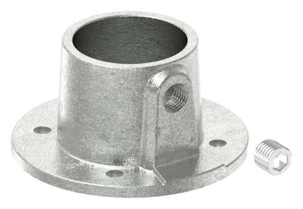 Wandhalter mit 4 Befestigungsbohrungen, für Rohr Ø 60,3mm, Lochkreis 95mm, LochØ 9mm, Temperguss, feuer- und nachträglich elektroverzinkt