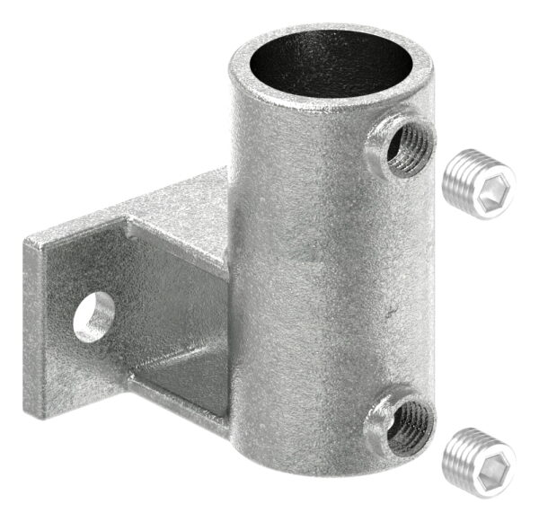 Wandhalter mit 2 Befestigungsbohrungen, für Rohr Ø 42,4mm, Lochkreis 73mm, LochØ 9mm, Temperguss, feuer- und nachträglich elektroverzinkt