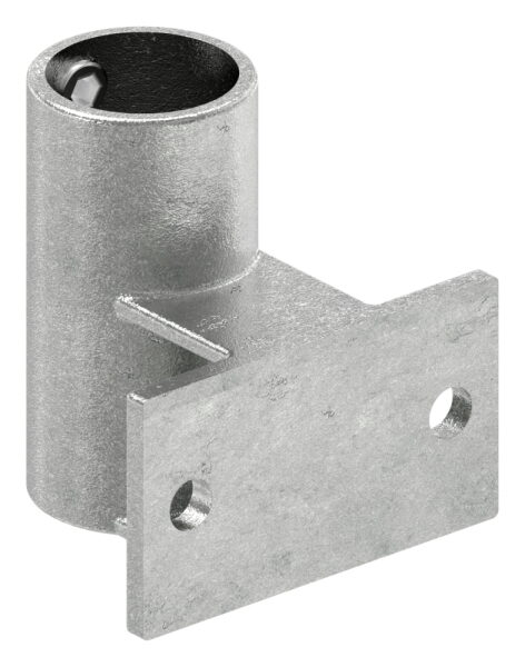Wandhalter mit 2 Befestigungsbohrungen, für Rohr Ø 48,3mm, Lochkreis 89mm, LochØ 9mm, Temperguss, feuer- und nachträglich elektroverzinkt