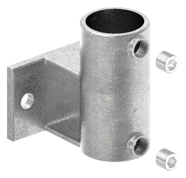 Wandhalter mit 2 Befestigungsbohrungen, für Rohr Ø 48,3mm, Lochkreis 89mm, LochØ 9mm, Temperguss, feuer- und nachträglich elektroverzinkt