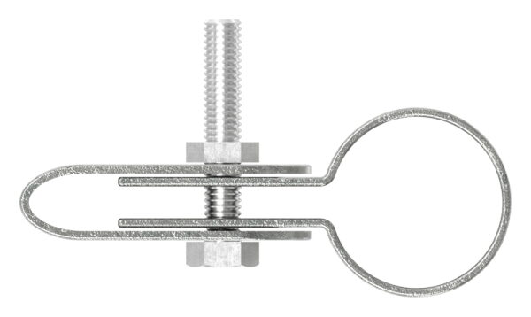 Halter einseitig bis max. Gitterdicke 8mm, für Rohr Ø 26,9mm, Temperguss, feuer- und nachträglich elektroverzinkt