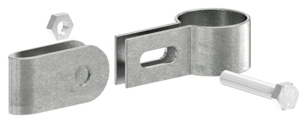 Halter einseitig bis max. Gitterdicke 8mm, für Rohr Ø 26,9mm, Temperguss, feuer- und nachträglich elektroverzinkt