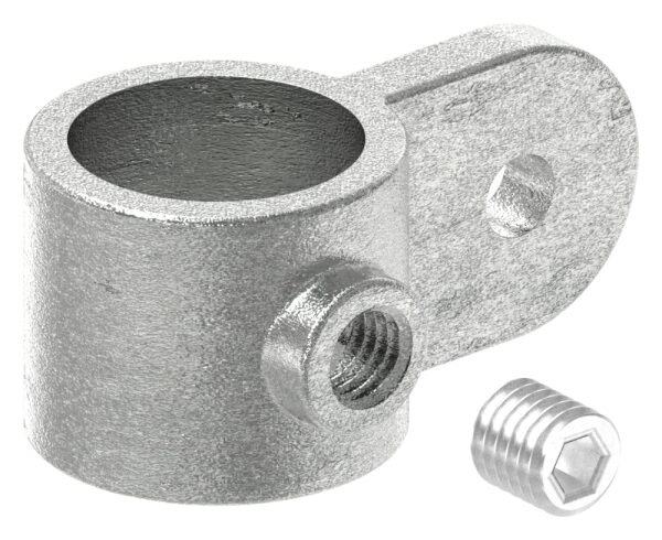 Halter mit einer Lasche, für Rohr Ø 33,7mm, Temperguss, feuer- und nachträglich elektroverzinkt