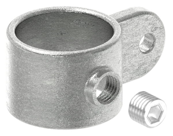 Halter mit einer Lasche, für Rohr Ø 48,3mm, Temperguss, feuer- und nachträglich elektroverzinkt