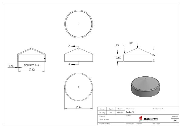 Abdeckkappen Rund Ø 43mm