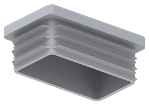 Kunststoffkappe für Rechteckrohr 50x30mm mit Wandstärke 1,5 - 2,0mm, grau