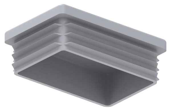 Kunststoffkappe für Rechteckrohr 60x40mm mit Wandstärke 1,5 - 2,0mm, grau