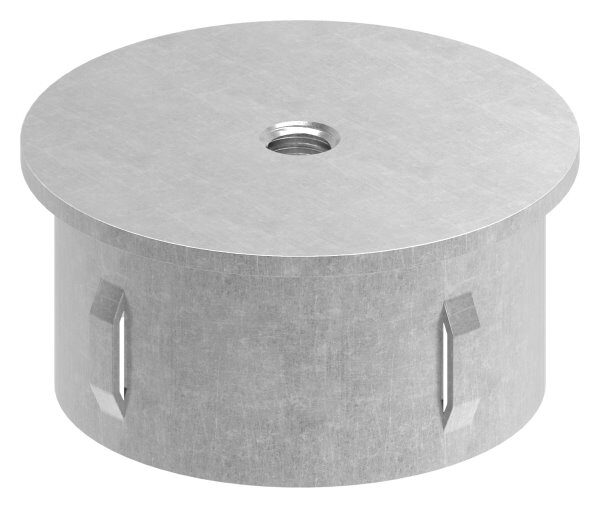 Stahleinschlagkappe, flach, für Rohr 60,3mm, Wandstärke: 2,5 - 2,9mm, mit Innengewinde M8