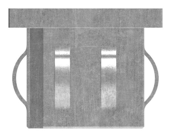 Stahleinschlagkappe, flach, für Quadratrohr 40x40mm, Wandstärke 2,0 - 3,0mm, mit Innengewinde M8