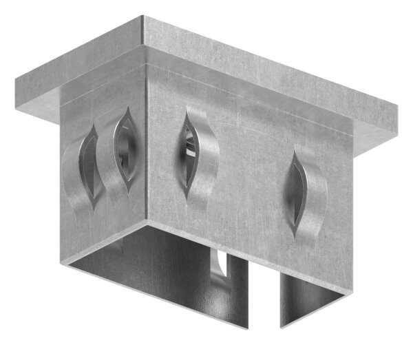 Stahleinschlagkappe, flach, für, Rechteckrohr 50x30mm, Wandstärke 2,0 - 3,0mm, mit Innengewinde M8