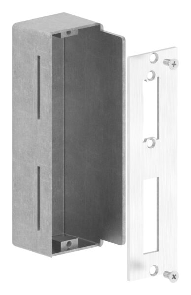 Schließkasten zum Anschweißen aus Stahl, für 50mm Schlosskasten, geeignet für elektrischen Türöffner, aus Stahl  S235, Schließblech V2A geschliffen