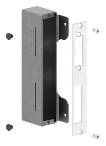 Gegenkasten zum Anschweißen für 30mm Schlosskasten, geeignet für elektrischen Türöffner, Schließblech V2A geschliffen, Stahl roh