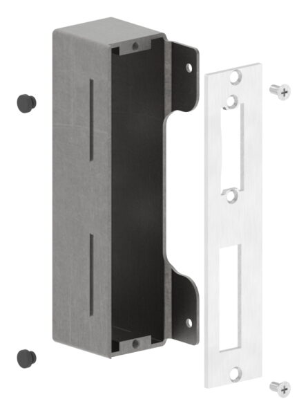 Gegenkasten zum Anschweißen für 40mm Schlosskasten, geeignet für elektrischen Türöffner, Schließblech V2A geschliffen, Stahl roh