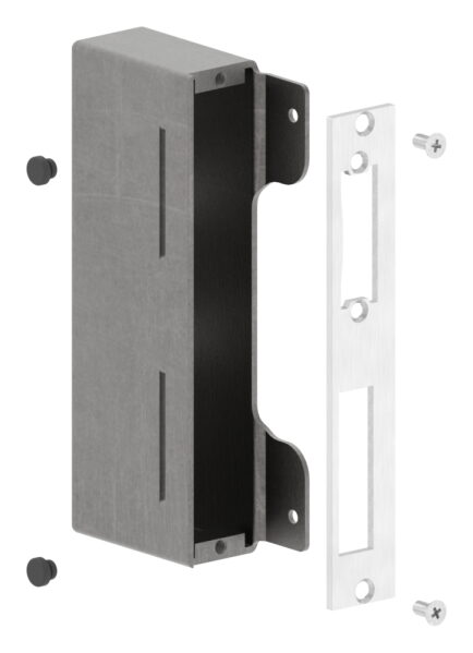 Gegenkasten zum Anschweißen für 30mm Schlosskasten, geeignet für elektrischen Türöffner, Schließblech V2A geschliffen, Stahl roh