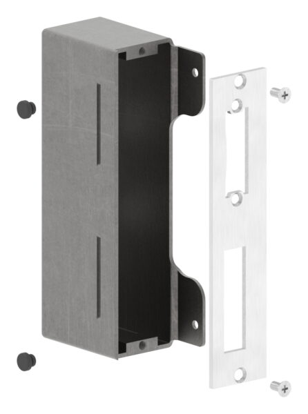Gegenkasten zum Anschweißen für 40mm Schlosskasten, geeignet für elektrischen Türöffner, Schließblech V2A geschliffen, Stahl roh