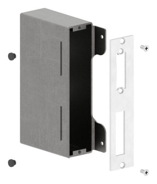 Gegenkasten zum Anschweißen für 40mm Schlosskasten, geeignet für elektrischen Türöffner, Schließblech V2A geschliffen, Stahl roh