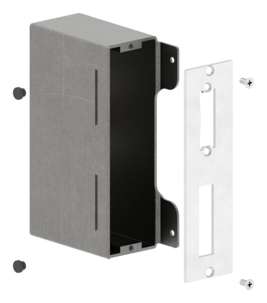 Gegenkasten zum Anschweißen für 50mm Schlosskasten, geeignet für elektrischen Türöffner, Schließblech V2A geschliffen, Stahl roh