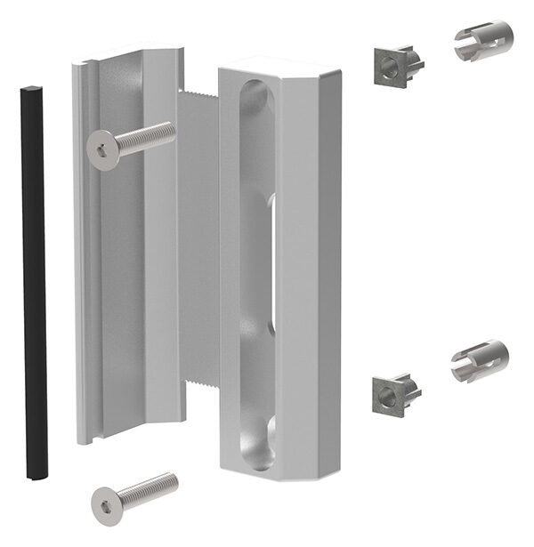 Industrieller Anschlag aus ALU roh, passend für Locinox Industrieschlösser, verstellbar für Vierkantrohre 40 - 60mm, RE und LI verwendbar