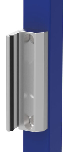 Industrieller Anschlag aus ALU roh, passend für Locinox Industrieschlösser, verstellbar für Vierkantrohre 40 - 60mm, RE und LI verwendbar