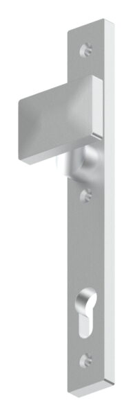 Langschild mit festem Türdrücker, LI und RE umstellbar, aus ALU EV1, 30x245x10mm, passend für Einsteckschlösser, Abstand 92mm mit 3 Bohrungen