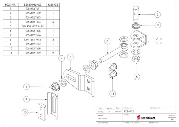 Torband M12, 4-fach verstellbar, Öffnungswinkel  180°, teilverzinkt/feuerverzinkt, Tragkraft: 100kg
Preis pro Stück