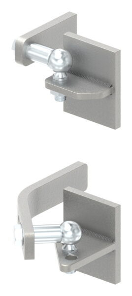 Hebetorbeschlag zum Anschweißen an Metallpfosten, Plattengröße 80x100mm, bis zu 7° Steigung einstellbar, Tragkraft max. 200kg bis max. 2500mm Flügel B:
= Set für einen Torflügel