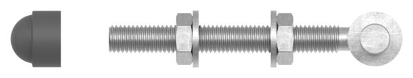 Kloben zum Durchschrauben für Ø 13mm, L: 120mm, inkl. 2x Mutter, 2x Unterlegscheibe und schwarzer Abdeckkappe, feuerverzinkt, VPE = 1 Paar