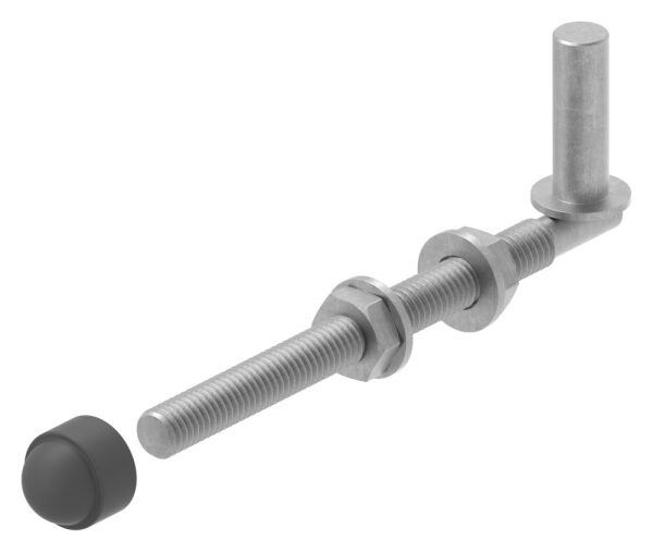 Kloben zum Durchschrauben für Ø 13mm, L: 160mm, inkl. 2x Mutter, 2x Unterlegscheibe und schwarzer Abdeckkappe, feuerverzinkt, VPE = 1 Paar