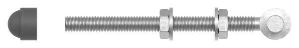 Kloben zum Durchschrauben für Ø 13mm, L: 160mm, inkl. 2x Mutter, 2x Unterlegscheibe und schwarzer Abdeckkappe, feuerverzinkt, VPE = 1 Paar