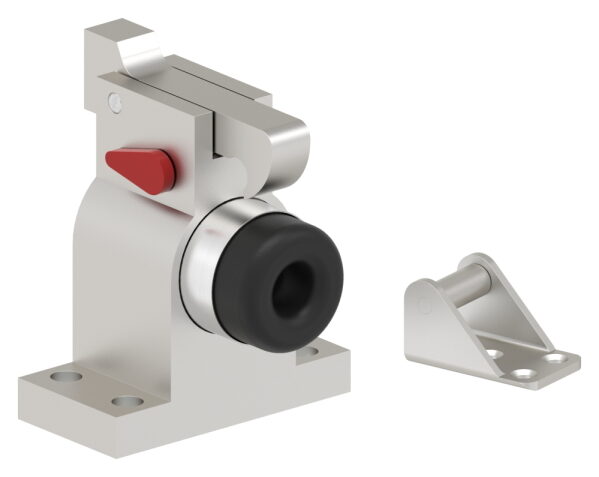 Türfeststeller und Schließer, für mittelschwere bis schwere Türen bis Türgewicht 100 kg, Anschraublöcher für M8 Schrauben, Türbreite max. 1000mm - Türhöhe max. 2,2m, Alu