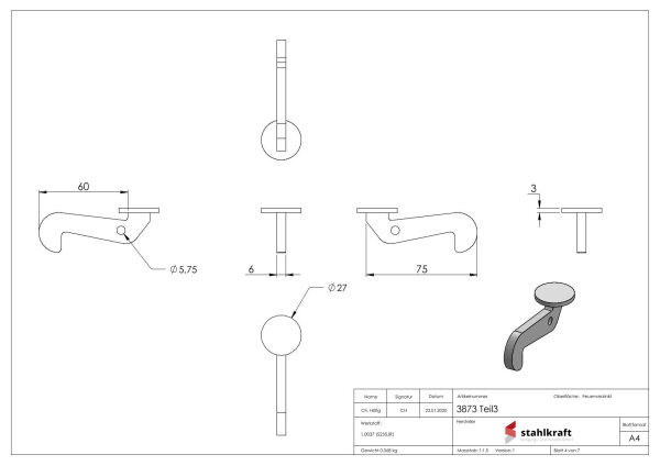 Torfeststeller für Wandbefestigung, feuerverzinkt zum Anschrauben mit versenkten Schraublöchern, mit Gegenplatte
