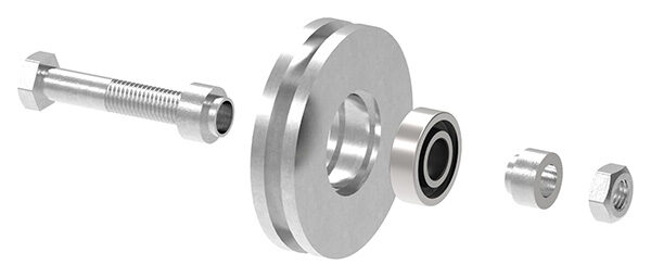 Schiebetorrolle 98mm mit U-Rille 8x8mm, mit einem Kugellager, verzinkt, Tragkraft 220kg