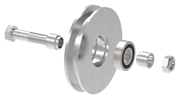 Schiebetorrolle 137mm mit U-Rille 16x10mm, mit einem Kugellager, verzinkt, Tragkraft 270kg